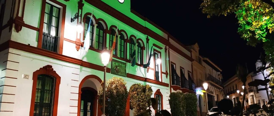 Ayuntamiento iluminado de verde esperanza