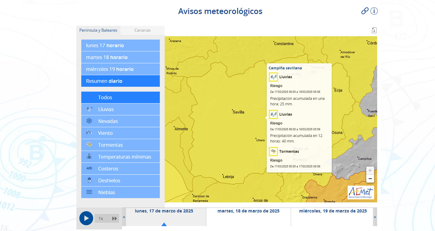 Alerta amarilla 17 marzo 25