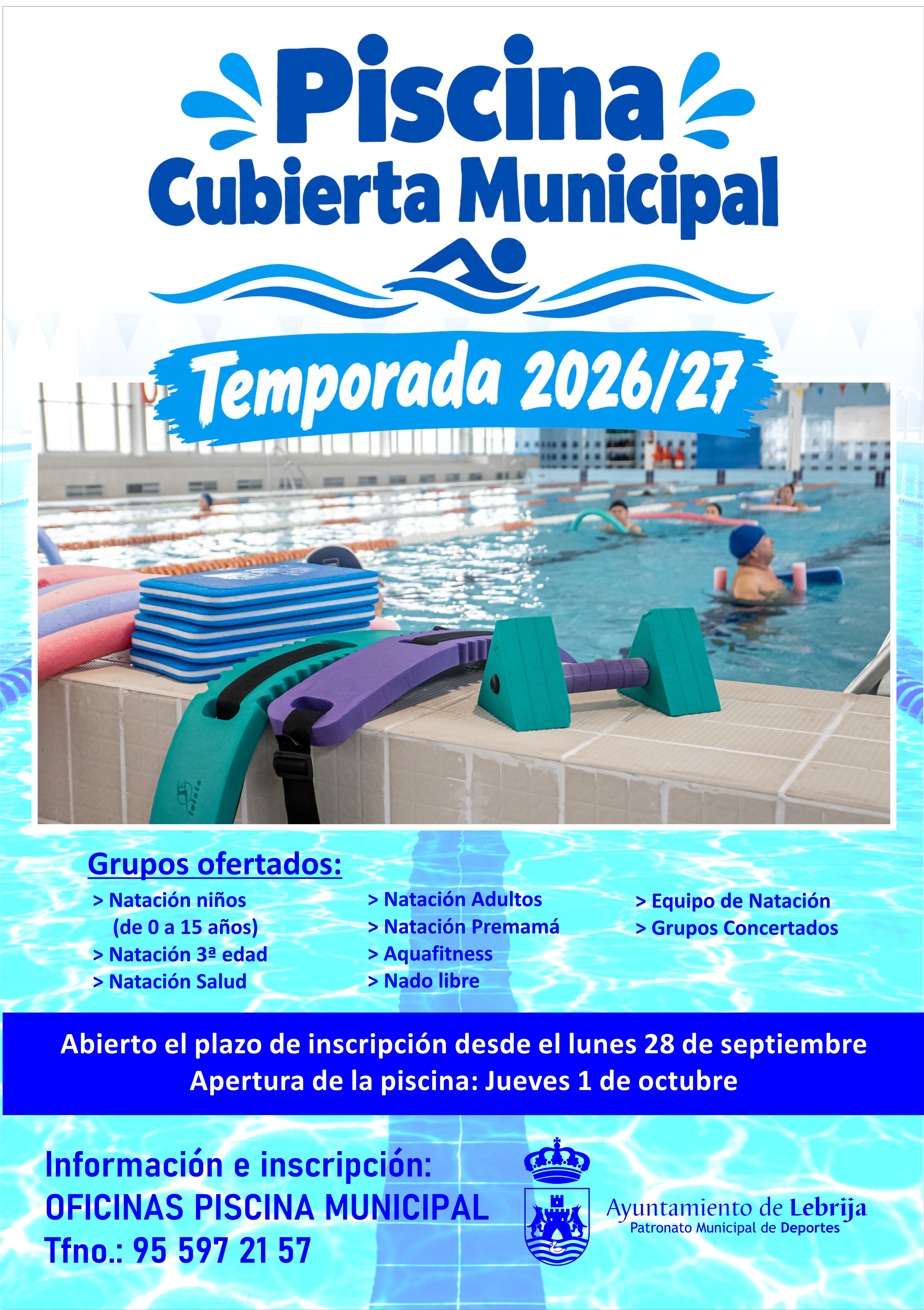 Cartel Piscina cubierta 26-27
