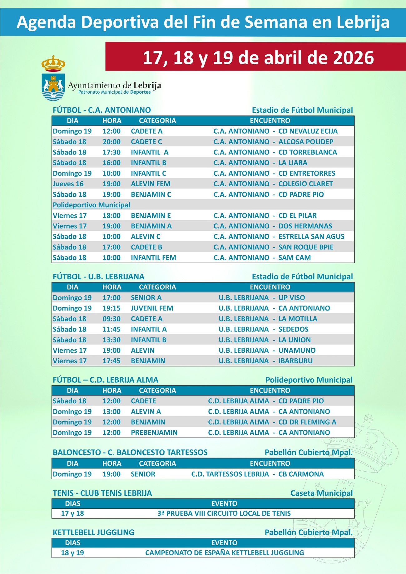 Fin de semana deportivo 04-18-26