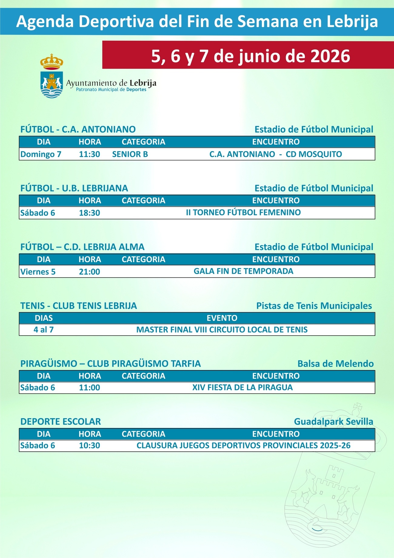 Fin de semana deportivo 06-06-26