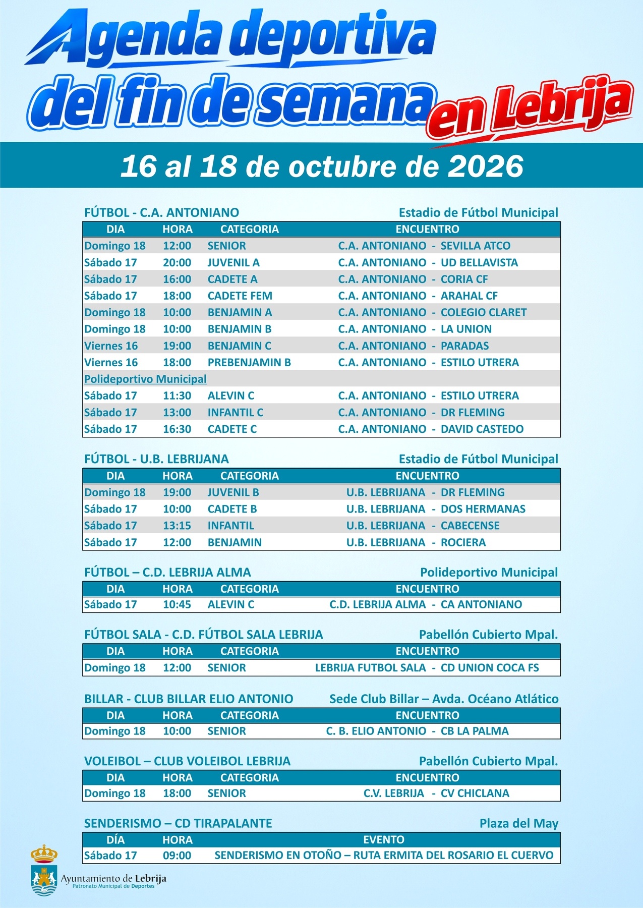 Fin de semana deportivo 10-17-26