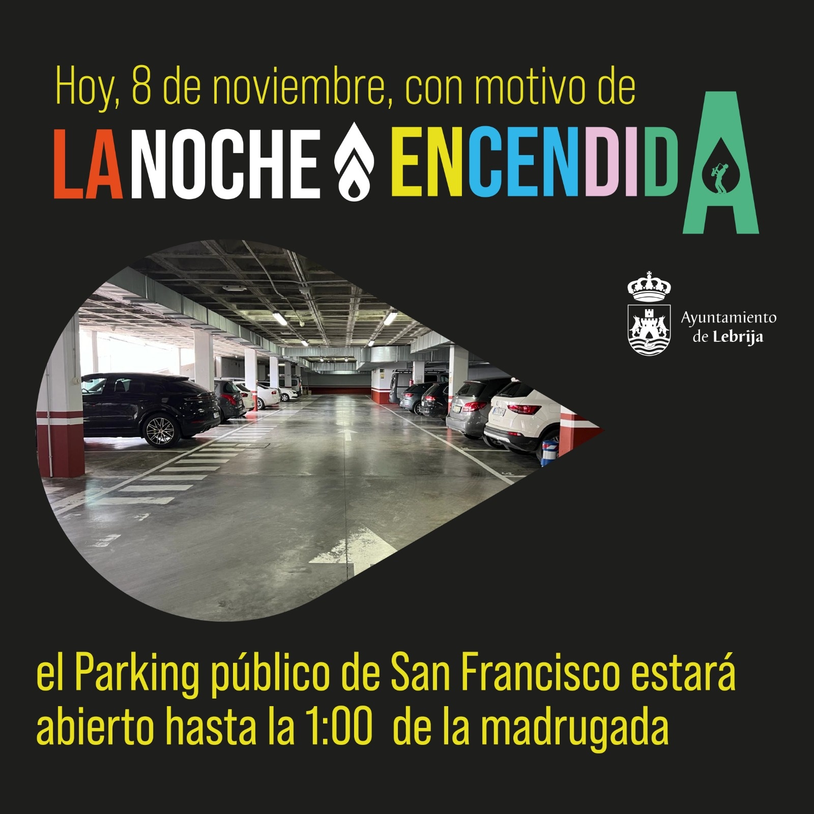 Horario especial parking - noche encendida
